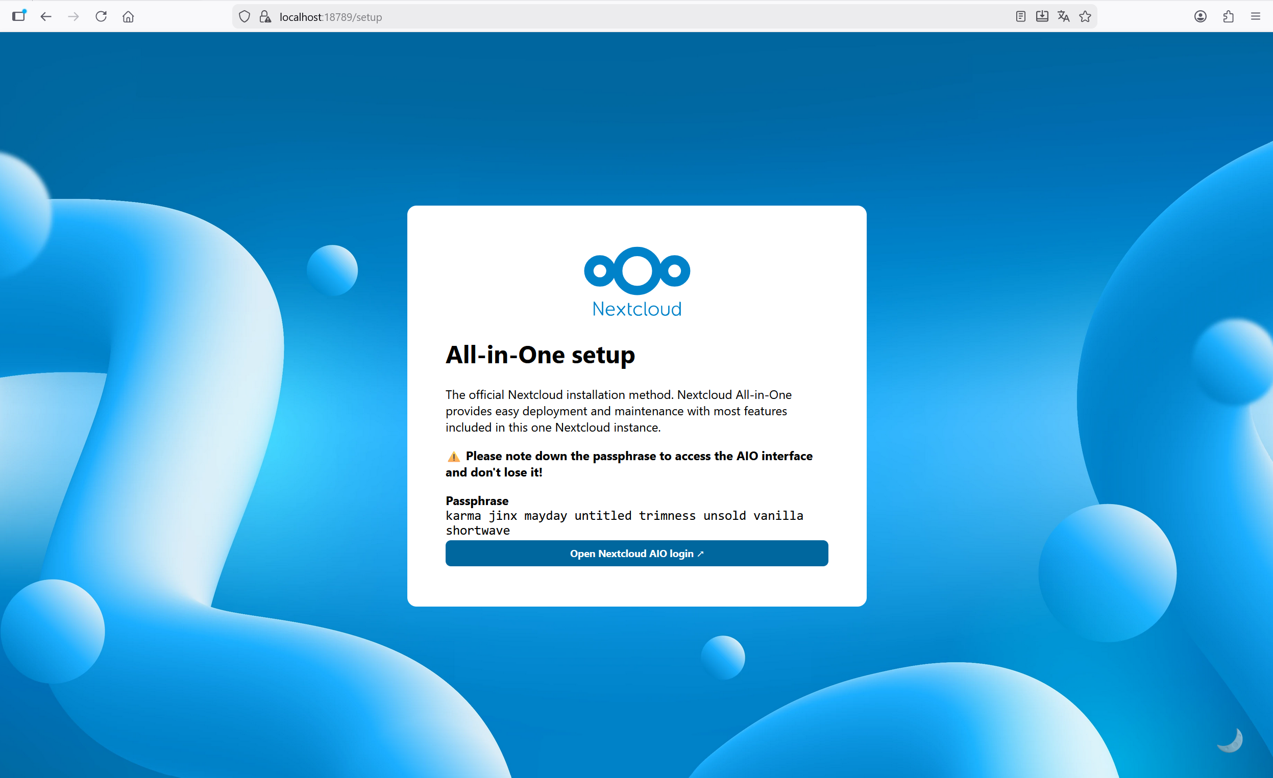 Passwort aus Docker-Log