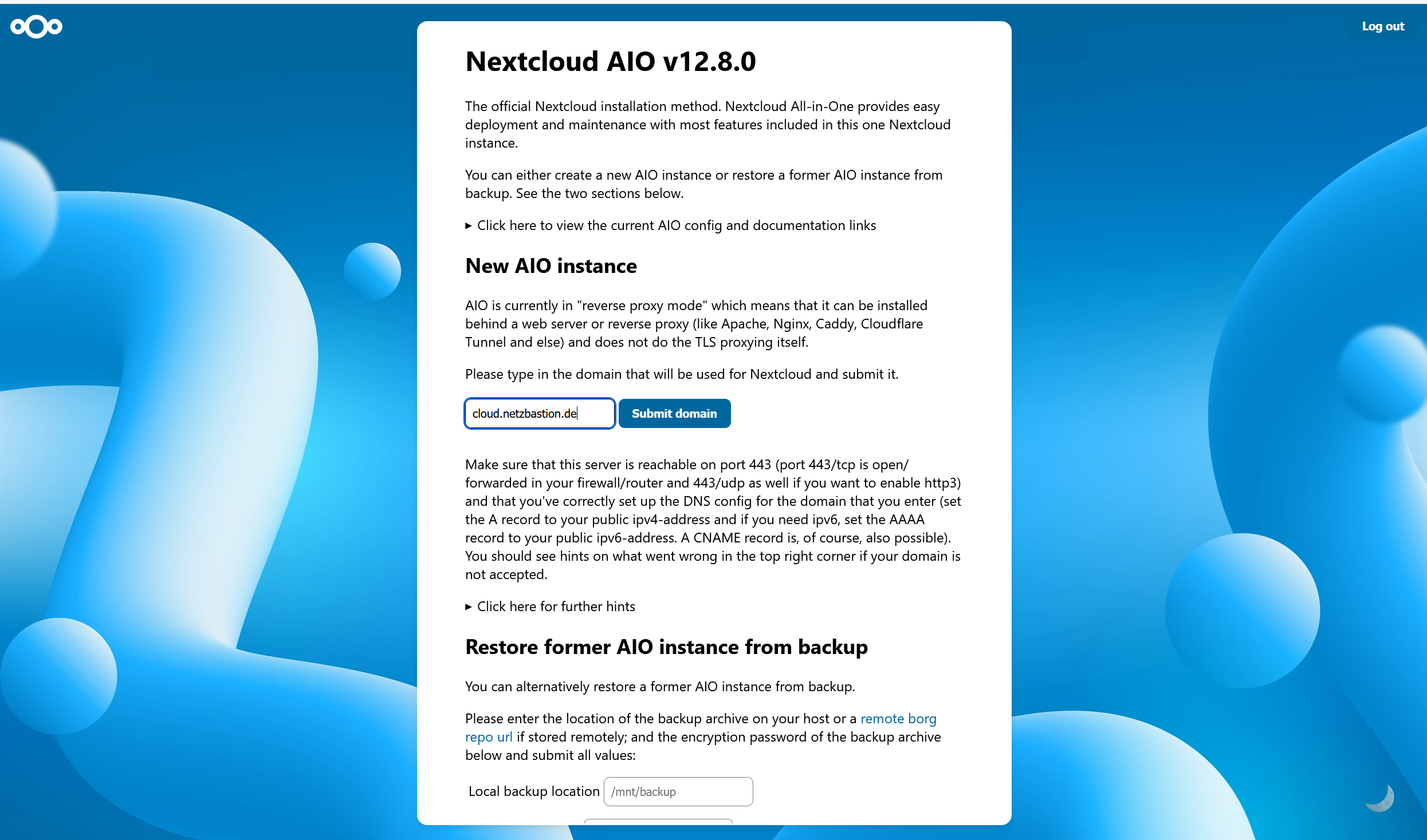 Domain konfigurieren