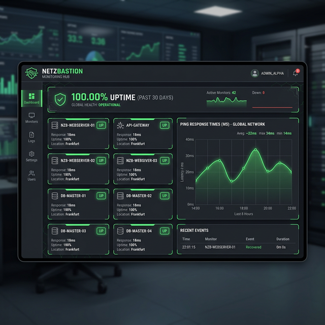 Uptime Kuma Dashboard Mockup